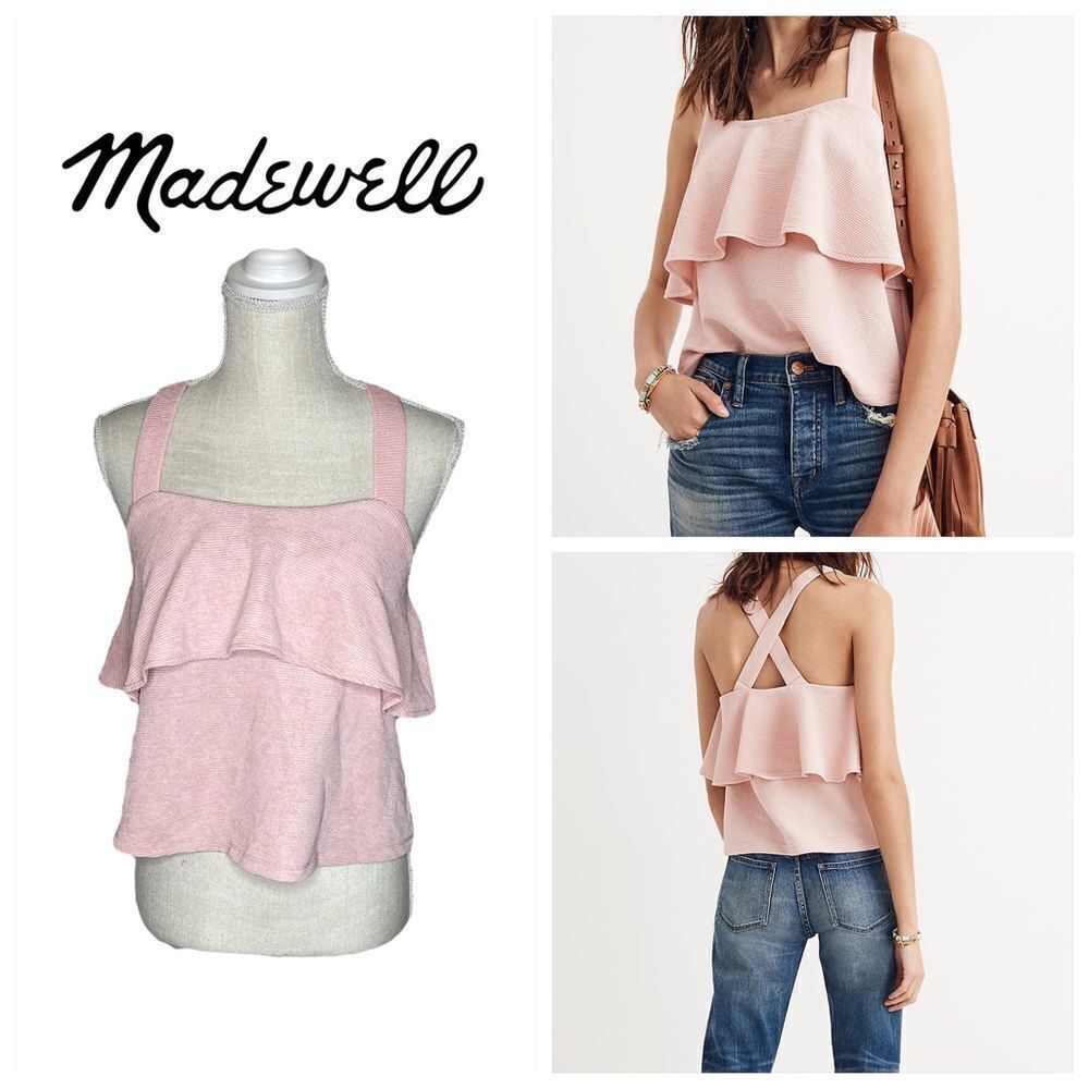 Madewell Texture & Thread Pink Tiered Tank Top